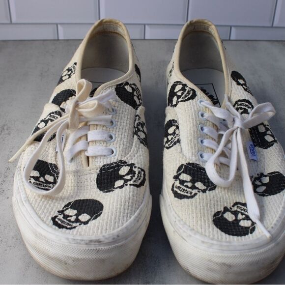 Vans Authentic 44 Dx Anaheim Factory Needlepoint Skulls Mens Size 11 - Picture 2 of 6
